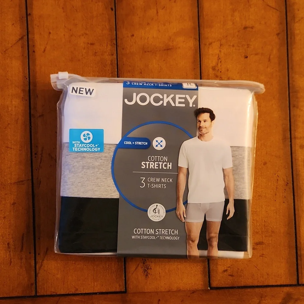 Jockey cotton stretch crew neck t-shirts. 3 pack. Medium(38-40" chest) New. - Picture 1 of 7